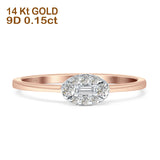 Oval Shaped Diamond Halo Ring 14K Rose Gold 0.15ct Wholesale