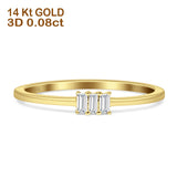 Three Stone Baguette Diamond Statement Ring 14K Yellow Gold 0.08ct Wholesale