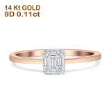 Unique Round And Baguette Diamond Ring 14K Rose Gold 0.11ct Wholesale