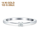 Solitaire Round Diamond Statement Ring 14K White Gold 0.08ct Wholesale