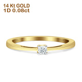 Solitaire Round Diamond Statement Ring 14K Yellow Gold 0.08ct Wholesale