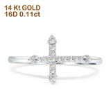Diamond Cross Ring Sideways Statement 14K White Gold 0.11ct Wholesale