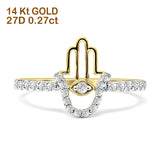 Diamond Hamsa Hand Ring Statement Band 14K Yellow Gold 0.27ct Wholesale