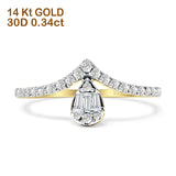Teardrop Pear Shape Diamond Chevron Ring 14K Yellow Gold 0.34ct Wholesale