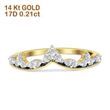 Midi V-Shaped Contour Chevron Diamond Ring 14K Yellow Gold 0.21ct Wholesale