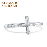 Diamond Cross Ring Round And Baguette Statement 14K White Gold 0.13ct Wholesale