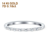 Diamond Stackable Ring Half Eternity Baguette 14K White Gold 0.18ct Wholesale