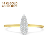 Diamond Teardrop Pear Ring 14K Yellow Gold 0.09ct Wholesale