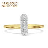 Diamond Line Bar Ring Statement 14K Yellow Gold 0.10ct Wholesale