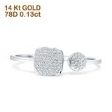 Cushion Diamond Wrap Around Open Ring 14K White Gold 0.13ct Wholesale