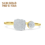Cushion Diamond Wrap Around Open Ring 14K Yellow Gold 0.13ct Wholesale