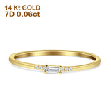 Baguette Diamond Ring Stackable Band 14K Yellow Gold 0.06ct Wholesale
