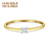 Diamond Solitaire Ring Princess Statement 14K Yellow Gold 0.08ct Wholesale