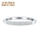 Three Row Half Eternity Diamond Wedding Band 14K White Gold 0.10ct Wholesale