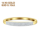 Three Row Half Eternity Diamond Wedding Band 14K Yellow Gold 0.10ct Wholesale
