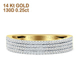 Diamond Stackable Ring Four Row Half Eternity 14K Yellow Gold 0.25ct Wholesale