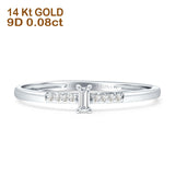 Diamond Baguette Ring Petite Statement 14K White Gold 0.08ct Wholesale