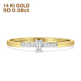 Diamond Baguette Ring Petite Statement 14K Yellow Gold 0.08ct Wholesale