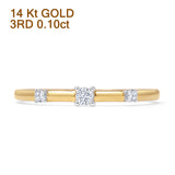 Three Stone Round Natural Diamond Wedding Band 14K Yellow Gold Wholesale