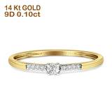 Minimalist Diamond Solitaire Ring Dainty 14K Yellow Gold 0.10ct Wholesale