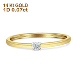 Minimalist Diamond Solitaire Ring 14K Yellow Gold 0.07ct Wholesale