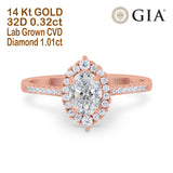 14K Rose Gold Oval Halo Art Deco 8mmx6mm D VS2 GIA Certified 1.01ct Lab Grown CVD Diamond Engagement Wedding Ring