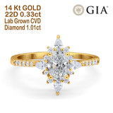 14K Yellow Gold Vintage Oval 8mmx6mm D VS2 GIA Certified 1.01ct Lab Grown CVD Diamond Engagement Wedding Ring