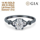 14K Black Gold Oval Filigree Infinity 8mmx6mm D VS2 GIA Certified 1.01ct Lab Grown CVD Diamond Engagement Wedding Ring Size 6.5