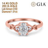14K Rose Gold Oval Filigree Infinity 8mmx6mm D VS2 GIA Certified 1.01ct Lab Grown CVD Diamond Engagement Wedding Ring
