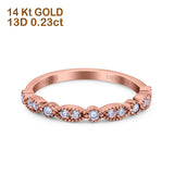14K Rose Gold 0.23ct Round 2mm G SI Half Eternity Diamond Bands Engagement Wedding Ring Size 6.5