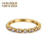 14K Yellow Gold 0.23ct Round 2mm G SI Half Eternity Diamond Bands Engagement Wedding Ring Size 6.5