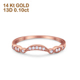 14K Rose Gold 0.10ct Round 3mm G SI Art Deco Curved Diamond Eternity Bands Engagement Wedding Ring