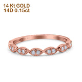 14K Rose Gold 0.15ct Round 2mm G SI Half Eternity Art Deco Band Diamond Engagement Wedding Ring