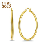 Solid 14K Yellow Gold 3mm Thickness Hoop Earrings - 6 Different Size Available, Best Anniversary Birthday Gift for Her