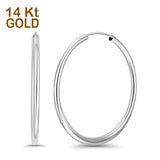 14K White Gold Round Hoop Huggie Earrings Wholesale