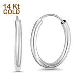 14K White Gold Round Hoop Huggie Earrings Wholesale