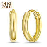 14K Yellow Gold Round Huggie Earrings (10mm) Best Gift for Her