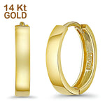 14K Yellow Gold Round Huggies Earrings (14mm) Best Gift for Her