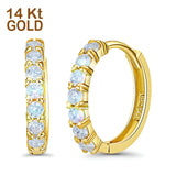 14K Yellow Gold Round CZ  Hoop Huggie Earrings Wholesale