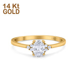 14K Yellow Gold Art Deco Oval Engagement Wedding Ring Round Simulated Cubic Zirconia Size-7