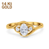 14K Yellow Gold Oval Bridal Wedding Engagement Ring Simulated CZ Size-7