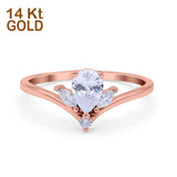 14K Rose Gold Teardrop Pear Art Deco Engagement Ring Marquise Simulated Cubic Zirconia Size-7