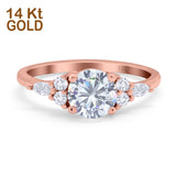 14K Rose Gold Art Deco Engagement Ring Round Simulated Cubic Zirconia Size-7