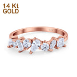 14K Rose Gold Art Deco Wedding Ring Baguette Eternity Simulated Cubic Zirconia Size-7
