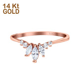 14K Rose Gold Engagement Rings Band Marquise Round Simulated Cubic Zirconia