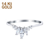 14K White Gold Engagement Rings Band Marquise Round Simulated Cubic Zirconia