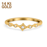 14K Yellow Gold Petite Dainty Wedding Ring Round Eternity Simulated Cubic Zirconia Size-6