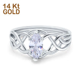 14K White Gold Marquise Art Deco Crisscross Bridal Wedding Engagement Ring Simulated CZ Size-7