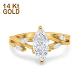 14K Yellow Gold Infinity Twist Marquise Art Deco Engagement Wedding Bridal Ring Round Simulated Cubic Zirconia Size-7