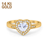 14K Yellow Gold Halo Heart Promise Simulated CZ Wedding Engagement Ring Size 7